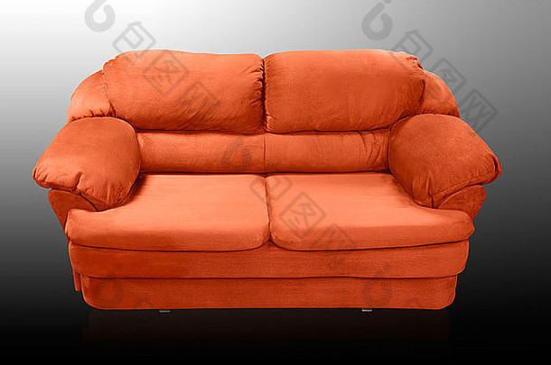 白色背景上的孤立的红色沙发。适合家具设计的红色沙发。