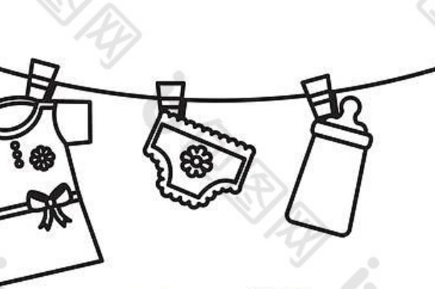 婴儿淋浴女孩连衣裙尿布瓶袜子和块挂装饰