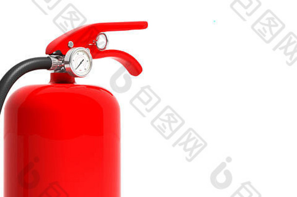 火安全红色的火灭火器孤立的白色背景复制空间插图