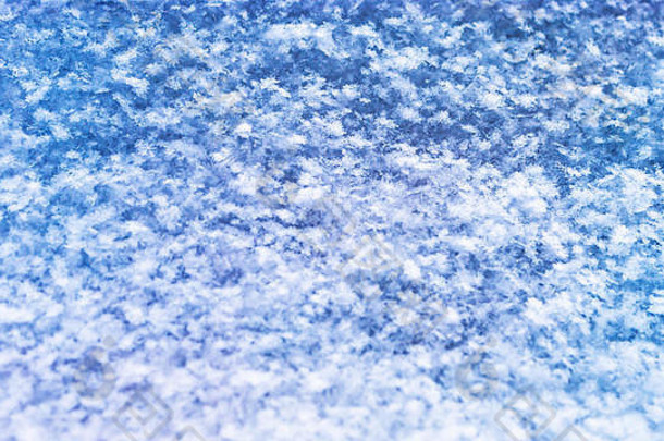 新鲜的雪纹理背景自然雪花模式复制空间蓝色的语气着色冬天季节天气预测气候改变问候