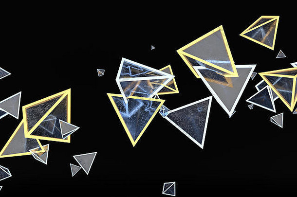呈现发光的三角形多维数据集黑暗背景电脑数字背景