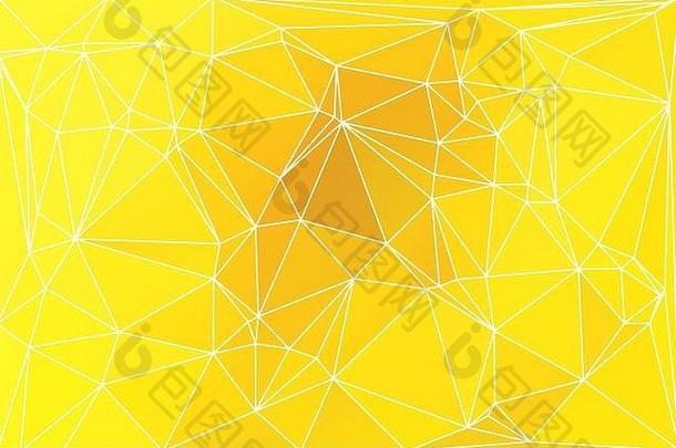明亮的金黄色的摘要低聚几何背景白色三角形网