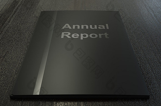 黑色的年度报告文件夹黑暗木表格特写镜头