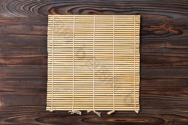 空亚洲食物背景棕色（的）竹子席木背景前视图复制空间平躺
