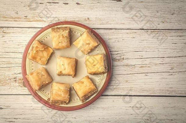 土耳其传统的零食阿月浑子果仁蜜饼