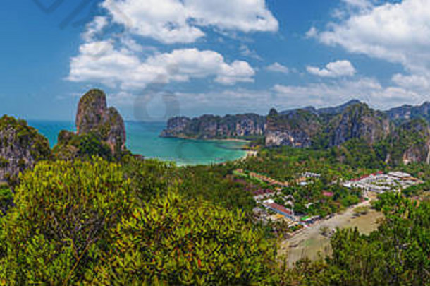 全景景观山天空瑞利半岛甲米泰国