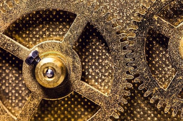 黄铜齿轮或齿轮，概念运动，精密和机械