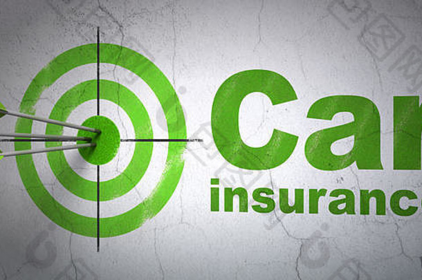 保险理念：目标和墙壁<strong>背景</strong>上的汽车保险