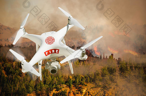 火部门无人驾驶的飞机系统“无人飞行系统”无人机孤立的森林火