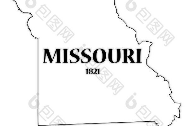 密苏里州状态大纲日期建国孤立的白色背景