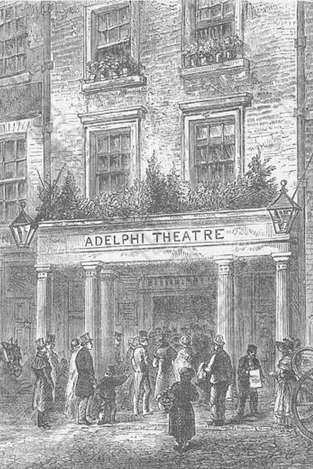 海滨：老阿德尔菲剧院。伦敦，古董印刷品c1880