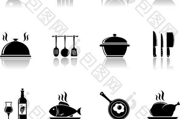 烹饪厨房图标反射