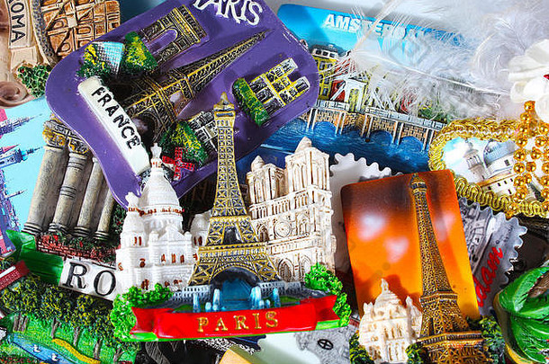 巴黎罗马旅游插图美丽的巴黎冰箱磁铁纹理冰箱磁铁世界色彩斑斓的插图旅游
