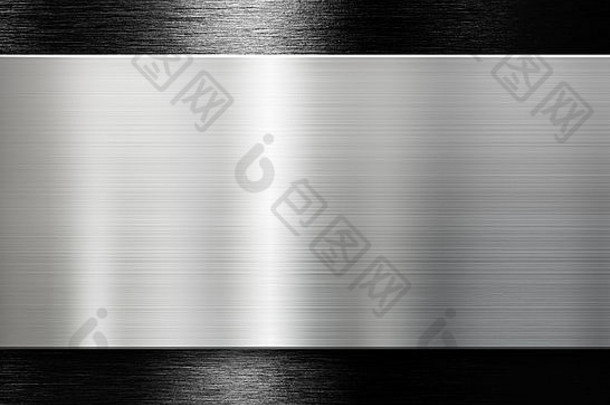 黑色拉丝铝背景上的金属板