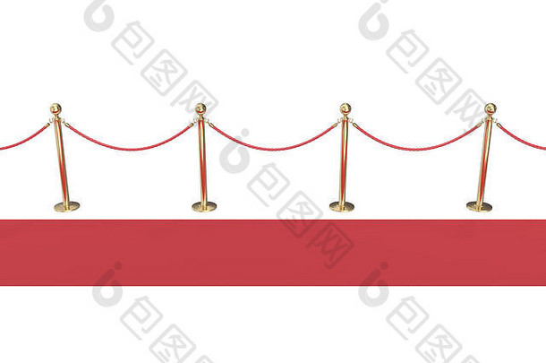 红色的地毯黄金障碍孤立的白色视图一边插图