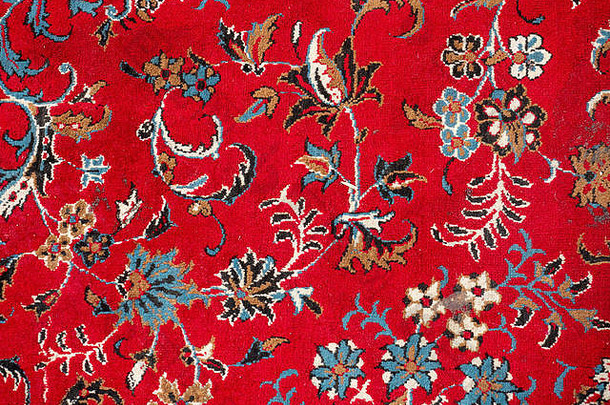 红色的波斯地毯关闭花设计