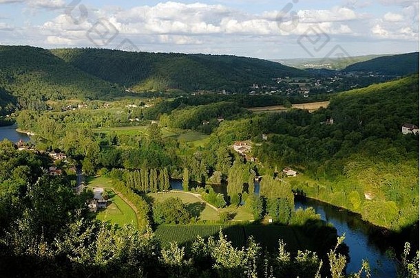 景观很多谷quercy村圣cirq拉波皮亚法国