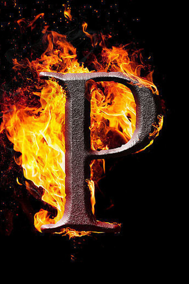 火灾中的字母和符号-P