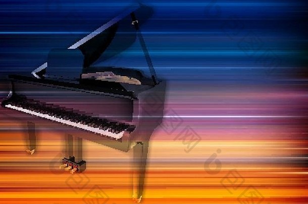 抽象模糊音乐背景与大钢琴
