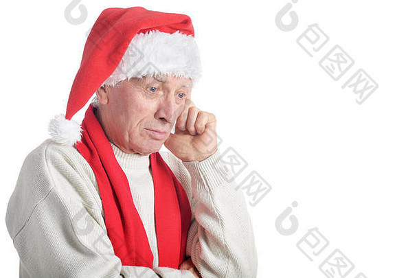 白色背景的圣诞老人老人肖像