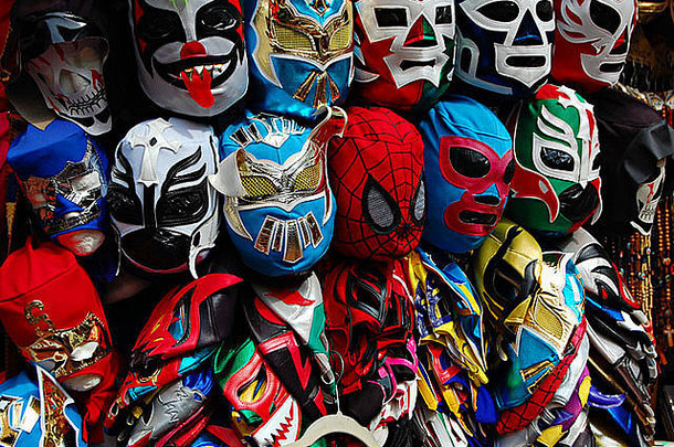 摔跤面具，加州洛杉矶奥尔维拉街
