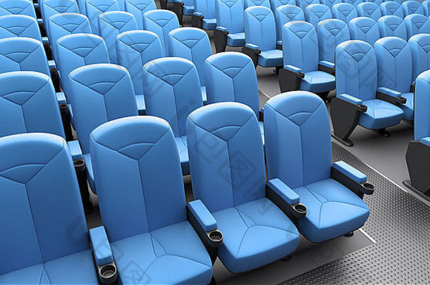 几个空座位等待人们在电影院观看戏剧表演或电影。