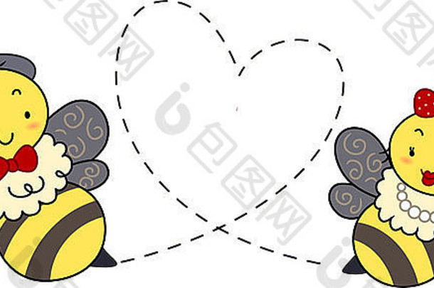 蜜蜂穿刺形成心脏形状的插图