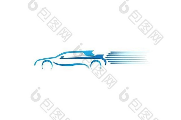 速度车赛车汽车租赁标志设计插图