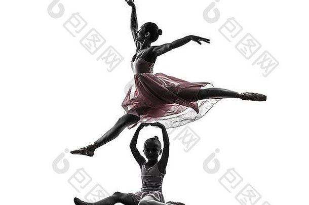 女人女孩芭蕾舞女演员芭蕾舞舞者跳舞轮廓白色背景