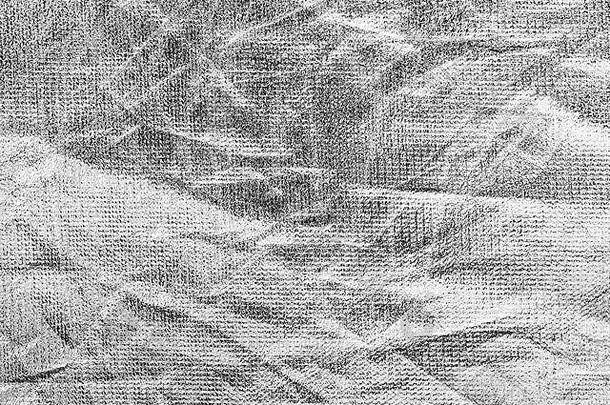 银色皱褶织物的纹理。用空间为设计关闭抽象背景。
