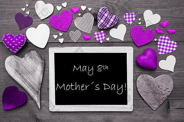 黑色的白色白垩紫色的心母亲一天