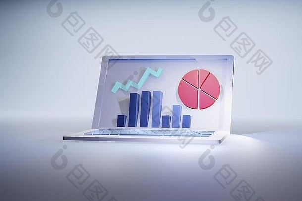 移动PC统计数据插图屏幕金融市场营销结果图白色背景