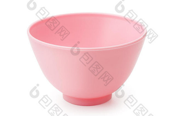 粉红色塑料碗，白色隔离
