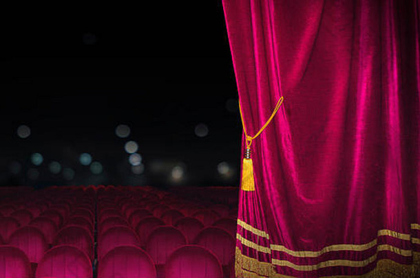 红色的窗帘开放剧院显示