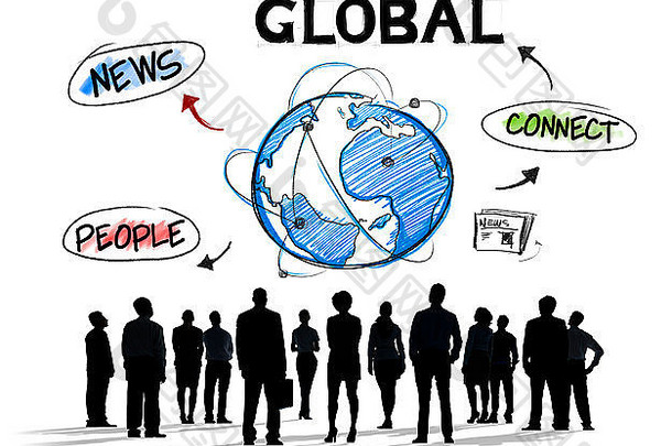 多元化业务人员群体全球沟通