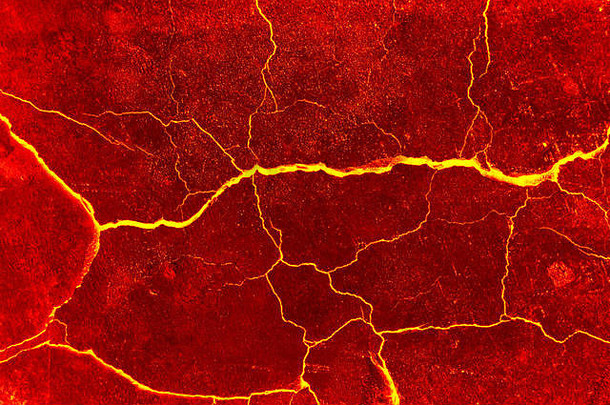 火山喷发后热红色碎裂地面结构