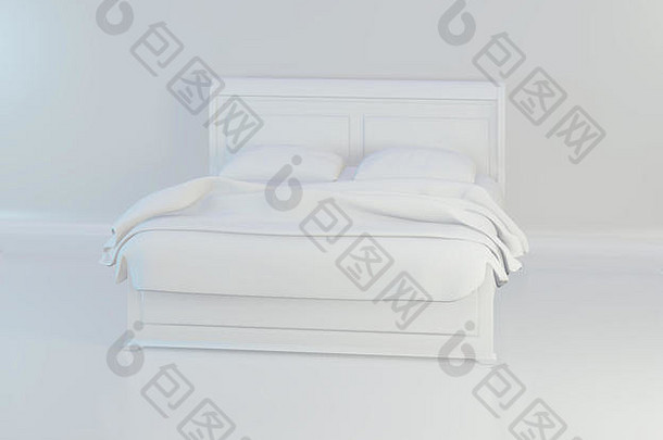 床上软白色枕头呈现