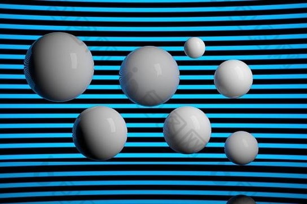 白色飞行球的三维渲染