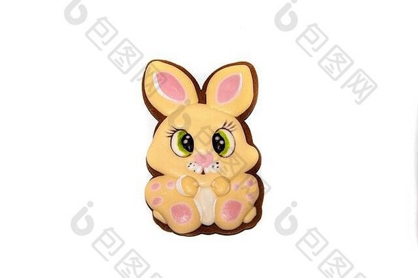 姜饼形式兔子覆盖画彩色的釉甜点糖果糕点饼干