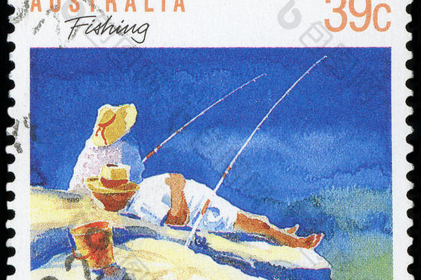 邮资邮票澳大利亚钓鱼