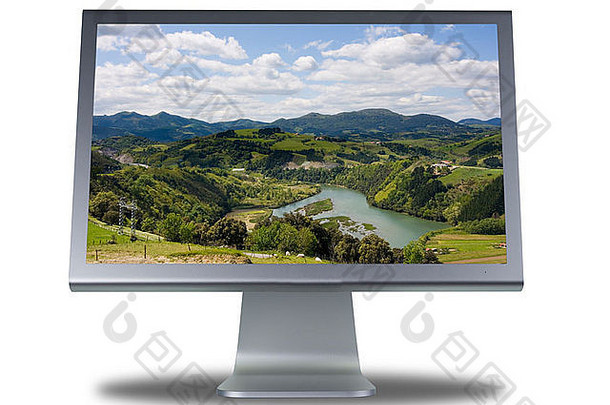 带平板屏幕的计算机lcd或tft显示器