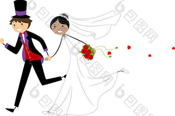 异族新婚夫妇逃亡的插图