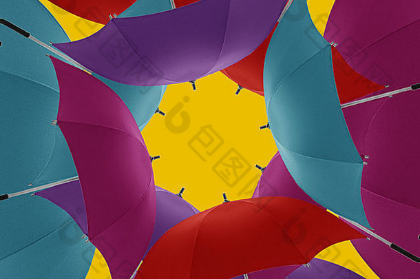 五彩伞是夏季、时尚和装饰的象征。