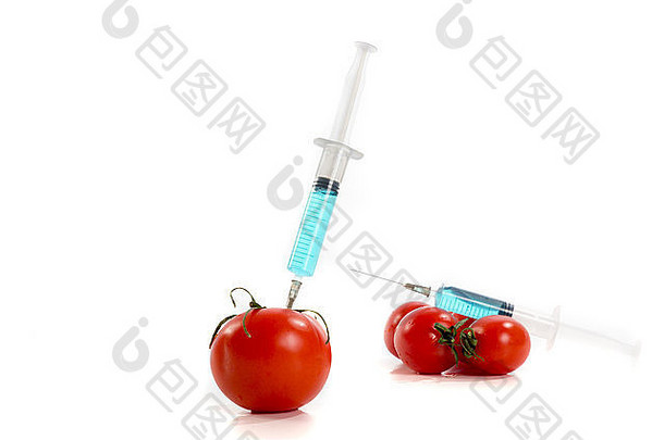 白色背景的转基因蔬菜番茄疫苗