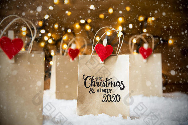 圣诞购物袋，雪花，雪花，圣诞快乐，2020年快乐