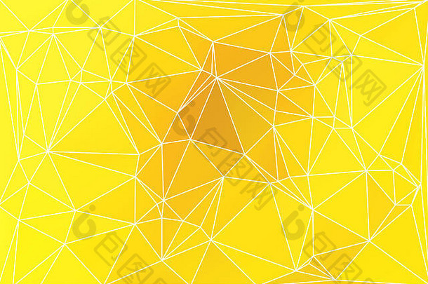 明亮的金黄色抽象低多边形几何背景，白色三角形网格。