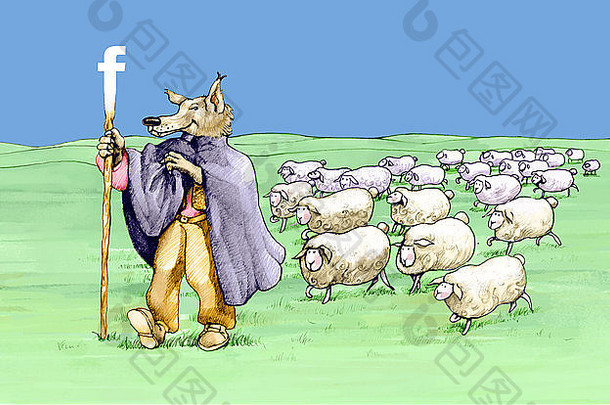 狼牧羊人坚持象征脸谱网羊