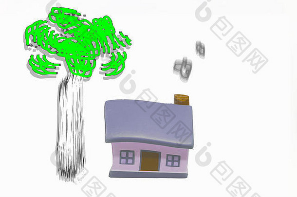微型房子银键概念首页真正的房地产财产概念