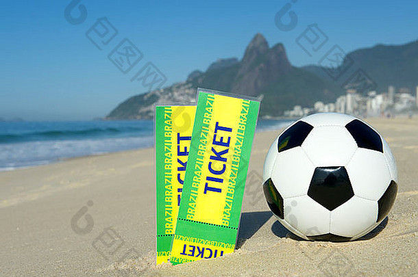 两张巴西里约热内卢伊帕内马海滩沙滩足球赛门票