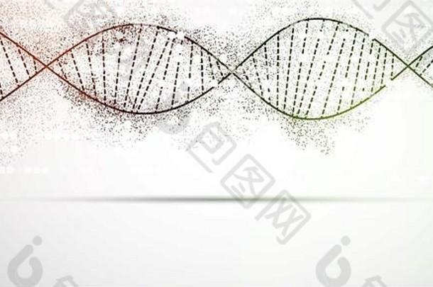 摘要DNA技术。科学医学观。未来派背景。线框分子结构